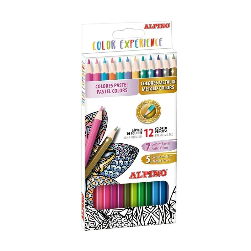 Estuche 12 lápices de colores premium colores pastel y metálicos AL000246 color experience