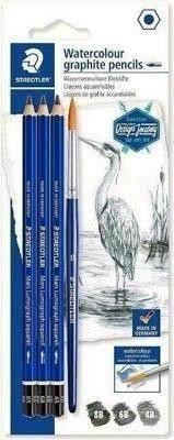 Lapiz Staedtler Lumograph BK Aqua caja de 3 undiades + pincel 100ASBK4