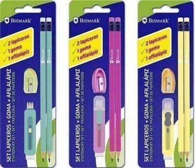 Set 2 lapices con goma y afilalapiz Bismark 329365