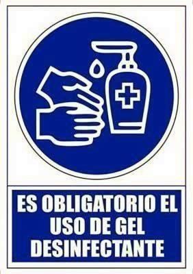Placa señal A4 6173-14 obligatorio uso gel desinfectante