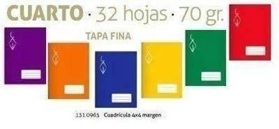Libreta grapada Escolofi 1310965 cuarto 32/70 cuadros 4X4