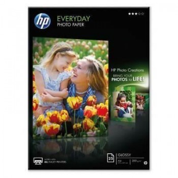 Paq.25h papel fotográfico HP semi-glossy 200gr A4