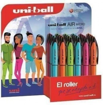 Expositor Uni Ball roller 36 unidades Air UBA-188EL-M/3D 0.5 (tinta azul) 182634642