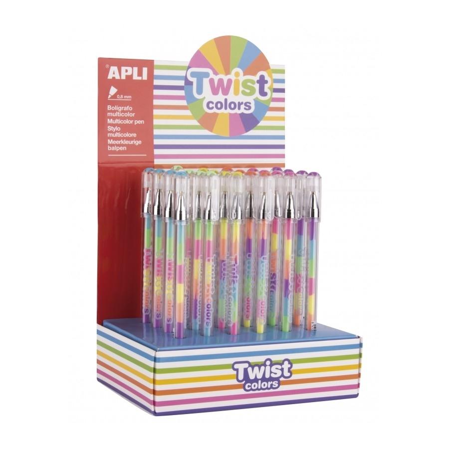 Bolígrafo multicolor Apli 17498 gel Twist colors