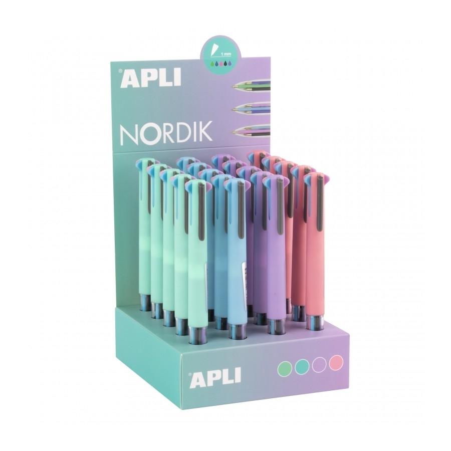 Expositor Apli 18307 boligrafo gel 5 colores pastel surtido Nordik 20 unidades