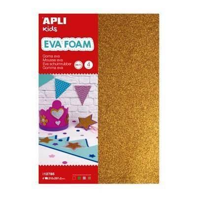 Goma eva purpurina Apli 12785 colores surtidos 20x30cm 4 hojas