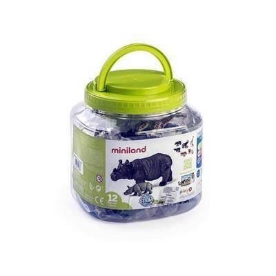 Miniland 25137 animales salvajes+bebes bote de 12 unidades