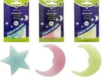 Brillantes adhesivos estrellas y lunas Bismar 10 unidades 327334