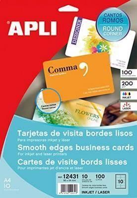 Papel INK Apli 12431 tarjeta de visita 10H. cantos lisos 250G