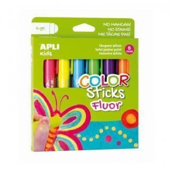 Tempera Apli solida 14404 C/6 6gr. fluorescente surtida