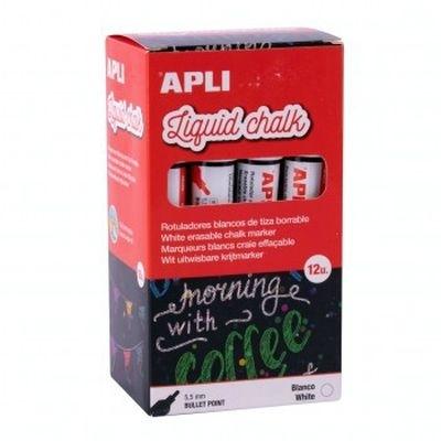 Rotulador Apli Tiza Liquida 5,5MM. Punta Redonda 15043 caja de 12 Blanco