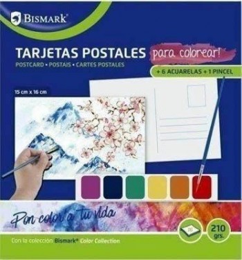 Acuarela Bismark 329278 surtido p/6 + pincel y tarjetas postales