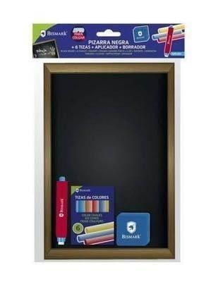 Pizarra negra + 6 tizas + aplicador + borrador 329363 Bismark