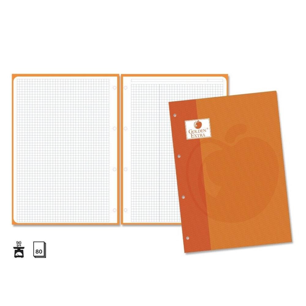 Recambio Golden A4 80 hojas 90 gramos cuadros 5x5 naranja 323828