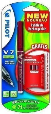 Rotulador Blister Pilot V7 Rojo RECARGABLE BV7RR