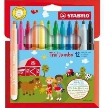 Rotulador Stabilo 380/12 trio jumbo caja de 12