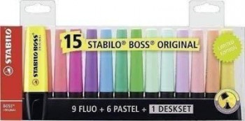 Rotulador fluorescente Stabilo Boss estuche 15 colores surtido 7015-01-5
