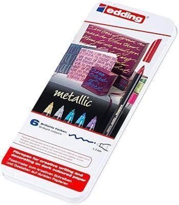 Rotulador Edding 1200 caja metal 6 surtidos metalizados 1200MET6