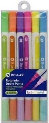 Rotulador Bismark fluorescente doble punta neon pastel B/6 327907