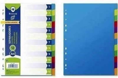 Separador Bismark polipropileno 12 separadores extra A4 326587