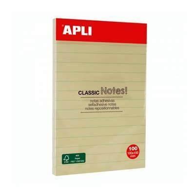 Taco de notas Apli 13370 100x150 amarillo rayado