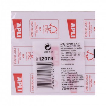 Taco notas zig zag 75 x 75 amarillo 100 hojas Apli 12078