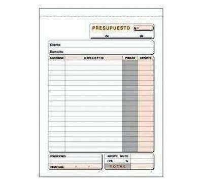Talonarios Presupuesto T96 P/10 Fº Natural Duplicado