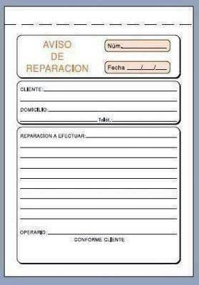 Talonarios  aviso reparaciones T136 P/10 1/8 NAT