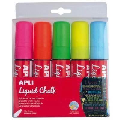 Rotulador Apli Tiza Liquida 15MM. punta biselada 13965 C/5 surtido