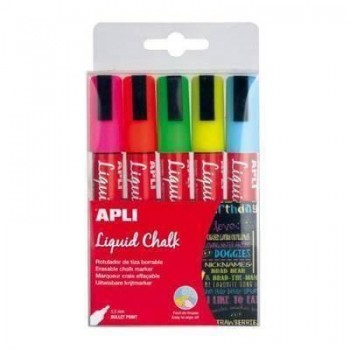 Rotulador Apli Tiza Liquida  5,5MM. punta redonda 13959 C/5 surtido