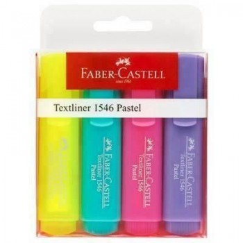 Paq.4 marcadores fluorescentes Faber-Castell Textliner 1546 pastel surtidos y 1 amarillo