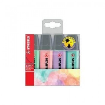 Rotulador fluorescente Stabilo Boss pastel estuche 4 colores surtido 70/4-2