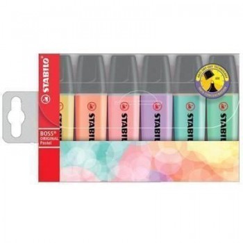 Rotulador fluorescente Stabilo Boss pastel estuche 6 colores surtido 70/6-2