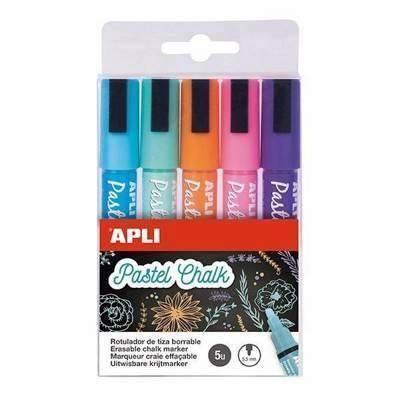 Rotulador Apli tiza liquida 5.5 milimetros punta redonda 14735 C/5 pastel