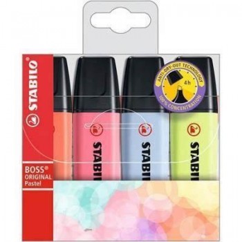 Rotulador Fluorescente Stabilo Boss pastel estuche/4 COL. 70/4-3