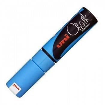 Marcador tiza líquida Uni Chalk Marker trazo 8mm azul claro