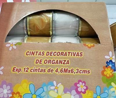 Abaco 3161 Cintas organza 4,6MX6,3CM Oro-PLATA