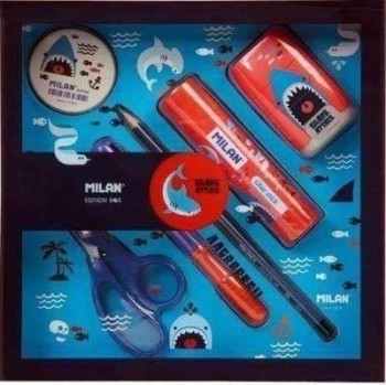Caja oficina cuadradal shark attack azul y rojo 6320SRT Milan