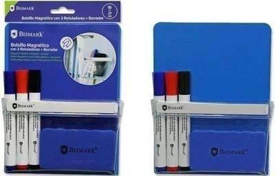 Bolsillo magnetico Bismark 120x150mm + 3 rotuladores y 1 borrador 328316