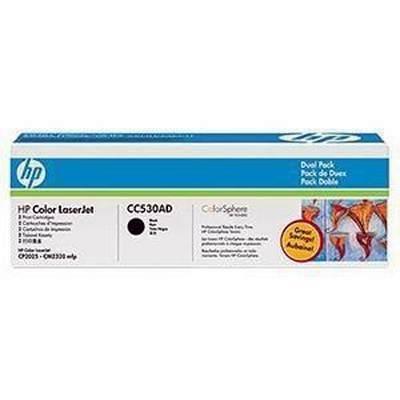 Pack de 2 tóner láser HP CC530AD Negro