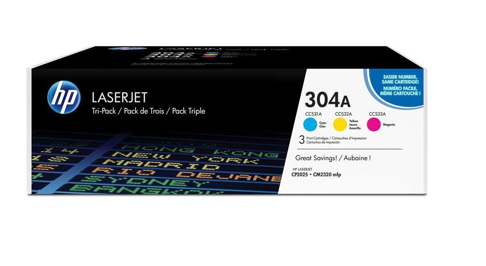 HP 304A CYM Tri-Pack LJ Toner Cartridge