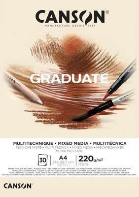 Bloc Enc 21x29,7 30H Canson Graduate Mix Media Fino 220g Ocre C400110368