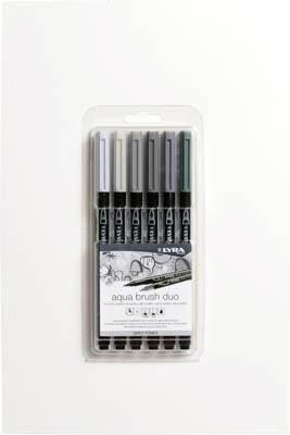 Lyra Aqua Brush Duo Tonos grises 6 uds.