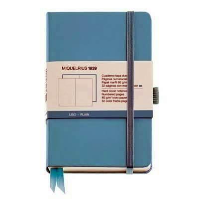 Cuaderno Miquelrius Rígido 90X140 96h.liso 80g.C/Goma Chromatic Azul MR8101