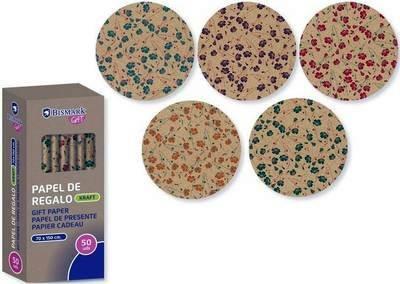 Expositor Bismark rollos papel regalo 50 unidades kraft flores 2x0,70 metros 329863