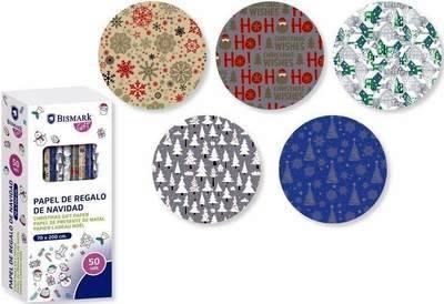 Expositor Bismark rollos papel regalo 50 unidades navidad oro/plata 2x0,70 metros 329860