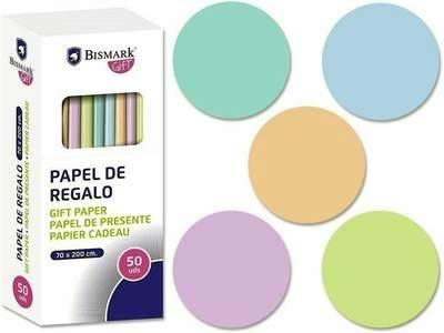 Expositor Bismark rollos papel regalo 50 unidades liso pastel 2x0,70 metros 328712