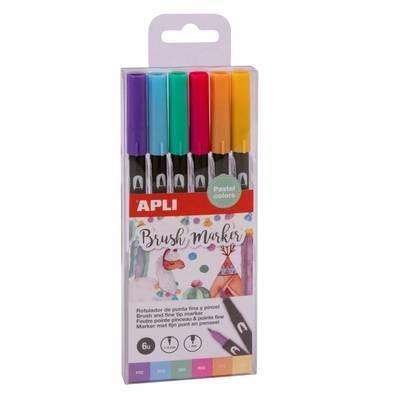 Rotulador Apli 18574 pincel duo pastel b/6 uds