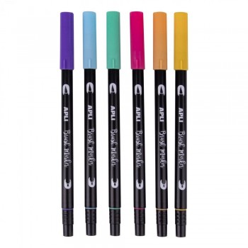 Rotulador Apli 18574 pincel duo pastel b/6 uds