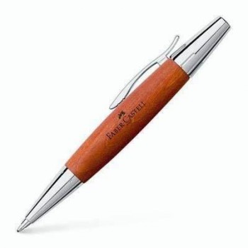 Bolígrafo Faber-Castell E-motion madera peral y metal cromado marrón coñac 148382